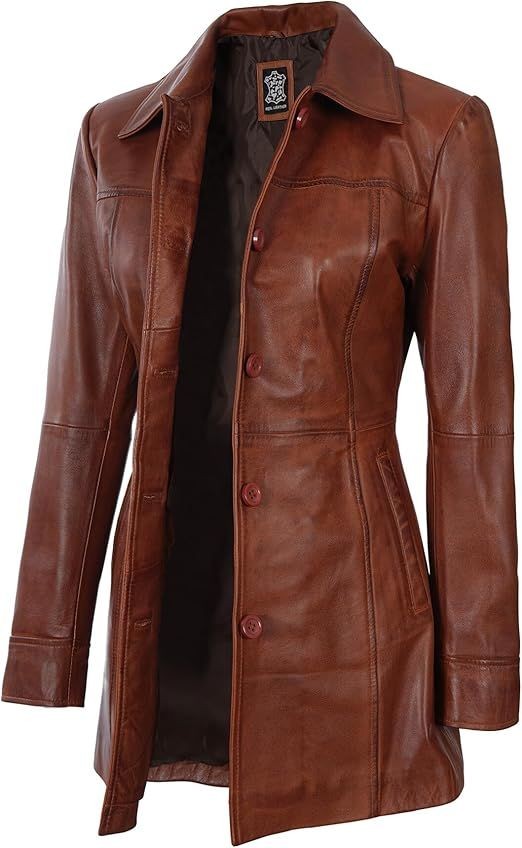 Brown vegan leather jacket laid flat
